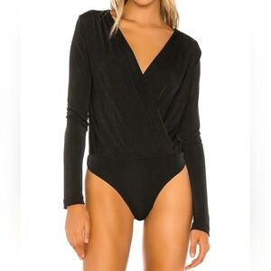 Free People Black Long Sleeve Bodysuit